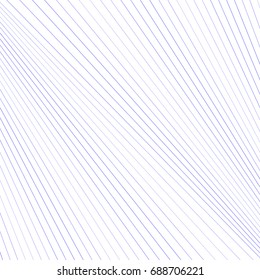 Diagonal striped illustration. Repeated blue slanted lines on white background. Surface pattern design with linear ornament. Disco lights motif. Stripes wallpaper. Angle rays. Pinstripes vector art.