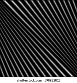 Diagonal striped illustration. Repeated color lines on black background. Surface pattern design with linear ornament. Disco lights motif. Stripes wallpaper. Digital paper for web designing. Vector art