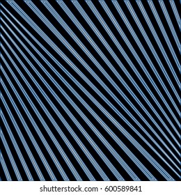 Diagonal striped illustration. Repeated color lines on black background. Surface pattern design with linear ornament. Disco lights motif. Stripes wallpaper. Digital paper for web designing. Vector art