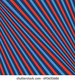 Diagonal striped illustration. Repeated color slanted lines background. Surface pattern design with linear ornament. Colorful disco lights motif. Stripes wallpaper. Angle rays. Pinstripes vector art.