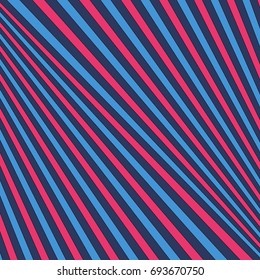 Diagonal striped illustration. Repeated color slanted lines background. Surface pattern design with linear ornament. Colorful disco lights motif. Stripes wallpaper. Angle rays. Pinstripes vector art.
