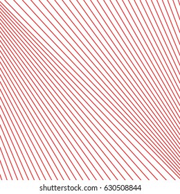 Diagonal striped illustration. Repeated red lines on white background. Surface pattern design with linear ornament. Disco lights motif. Stripes wallpaper. Digital paper for web designing. Vector art