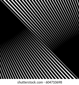 Diagonal striped illustration. Repeated white lines on black background. Surface pattern design with linear ornament. Disco lights motif. Stripes wallpaper. Digital paper for web designing. Vector art