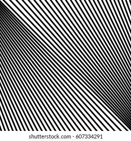 Diagonal striped illustration. Repeated white lines on black background. Surface pattern design with linear ornament. Disco lights motif. Stripes wallpaper. Digital paper for web designing. Vector art