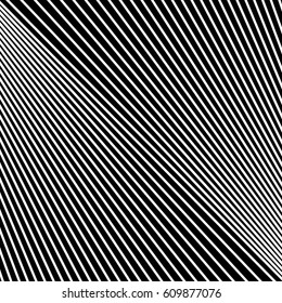 Diagonal striped illustration. Repeated white lines on black background. Surface pattern design with linear ornament. Disco lights motif. Stripes wallpaper. Digital paper for web designing. Vector art