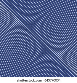 Diagonal striped illustration. Repeated white lines on blue background. Surface pattern design with linear ornament. Disco lights motif. Stripes wallpaper. Digital paper for web designing. Vector art