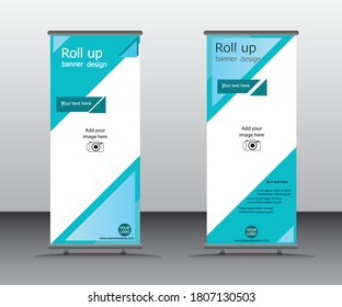 Diagonal striped modern Roll up banner design vector template