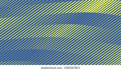 Diagonal striped optical illusion in blue and yellow. Modern pattern is use in branding, textiles and artistic compositions.