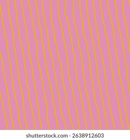 Diagonal striped seamless pattern with hand drawn pencil textured thin lines. Horizontal background with sketchy scribble stripes in yellow and pink colors. Bright abstract vector seamless wallpaper.