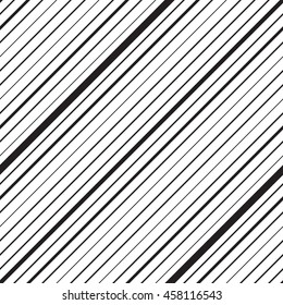 Diagonal striped seamless pattern. Repeating texture with black parallel straight lines on white background. Lined vector illustration.