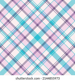 Diagonal gestreiftes, nahtloses Muster mit weißem, violettem, grünem und blauem Rhombus, Vektor-EPS10