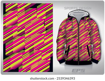 Diagonal stripes alternating pink green pattern design, illustration, textile background for sports t-shirt, football jersey shirt mockup for football club. consistent front view