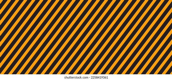 Fondo de franjas diagonales. Patrón de líneas negras y naranjas para la advertencia de carreteras y la plantilla de papel pintado. Líneas realistas con textura de rayas repetidas. Fondo de franjas geométricas simples. vector de patrón