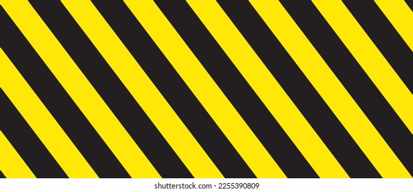 Fondo de franjas diagonales. Patrón de líneas amarillas y negras para la advertencia de carreteras y la plantilla de papel pintado. Líneas realistas con textura de rayas repetidas. Fondo de franjas geométricas simples. vector de patrón