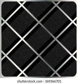 Diagonal stripes geometric texture, modern pattern of the crossed silver diagonal stripes on a black background for different arts, crafts, fabrics, decorating, albums and hardcover books. Vector file