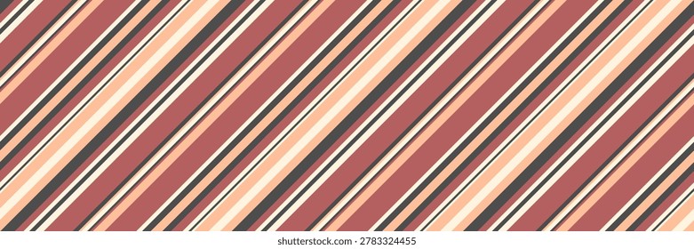 Diagonal stripes in muted peach, dusty rose, and charcoal create a sophisticated, vintageinspired pattern.