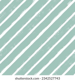 Diagonal stripes pattern, cute vector background, seamless brush texture lines, green geometric strokes, Christmas gift paper