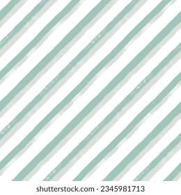 Diagonal stripes pattern, cute vector background, seamless brush texture lines, green geometric strokes, Christmas gift paper