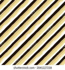 Diagonal stripes pattern, gold Christmas holiday seamless brush texture background, monochrome geometric parallel strokes, oblique lines vector