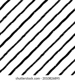 Diagonal stripes pattern, seamless brush texture lines background, monochrome geometric parallel strokes, oblique linear vector