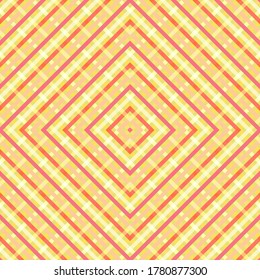 Rayas diagonales rhombus rejilla delicado vector patrón sin fisuras. Superposición de líneas en formas hombus. Tiras a cuadros de caramelos envueltos. Coloridas líneas de enrejado en la cuadrícula de un interminable ornamento.