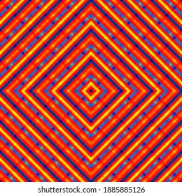 Diagonal stripes rhombus grid grunge vector seamless pattern. Overlaying lines geometry. Stripes chequered candy wrapping print. Colorful overlapping lines grid endless ornament.