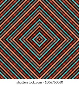 Diagonal stripes rhombus grid modern vector seamless pattern. Overlaying lines swatch. Stripes chequered baby fashion print. Colorful checkered lines endless ornament.