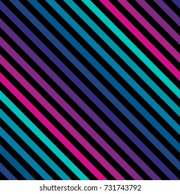 Diagonal stripes seamless pattern in bright colors. Retro 80-90's fashion style background. Repeat colorful slanted stripes lines texture. Abstract geometric decorative design template. - Stock vector