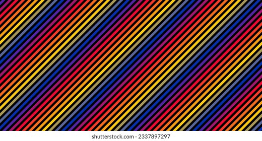 Diagonal stripes seamless pattern. Retro fashion background. Repeat bright colorful neon lines texture. Sport style pattern. Abstract vector geometric decorative design. Trendy rainbow gradient effect