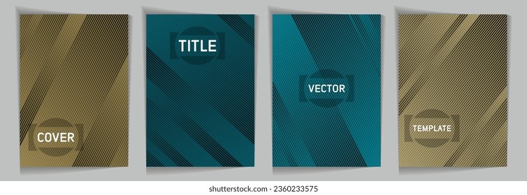 Diagonale Streifen Textur metallische Farbverlauf-Vektorgrafik-Deckblatt-Vorlagen. Rahmen für Text. Seitenvorlagendesign-Set abdecken. Linien und Streifen Hintergrundmuster. Schwarze Friday einfache Banner.