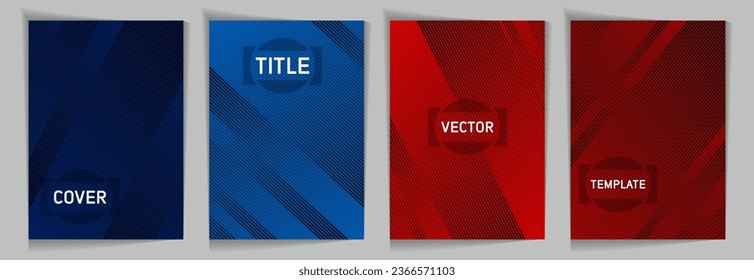 Diagonal stripes texture metallic gradient vector cover page templates. Frame for text. Cover page template design set. Lines and stripes background patterns. Geometry stripes surface backgrounds