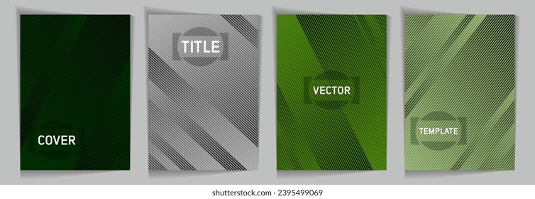 Diagonal stripes texture metallic gradient vector cover page templates. Title frame. Cover page template design set. Metallic gradient background patterns. Modern style geometric banners.