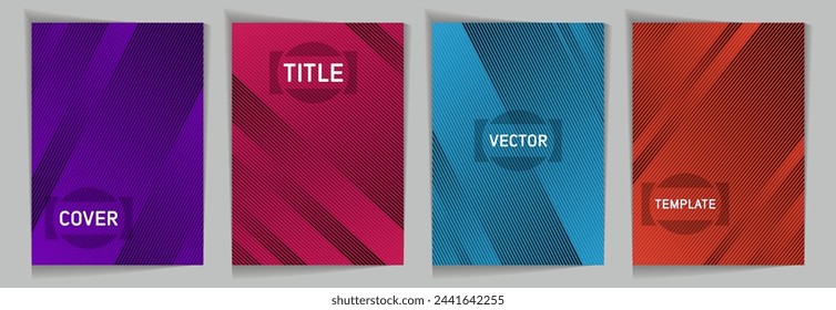 Diagonal stripes texture metallic gradient vector cover page templates. Title frame. Cover page template design set. Lines and stripes background patterns. Black friday simple banners.