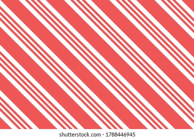 Diagonal stripes vector background, candy cane pattern. Cute Christmas design.