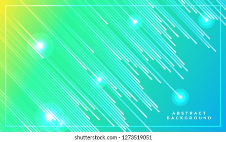 Diagonal stripes vector lines falling with shadow and glowing light illustration. Space and stars on green yellow background. Beautiful magic backdrop with text placeholder for your design