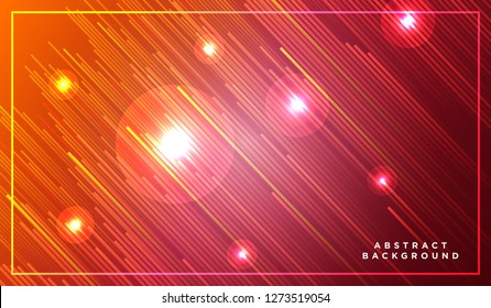 Diagonal stripes vector lines rising with shadow and glowing light illustration. Space and stars on dark red orange background. Beautiful magic backdrop with text placeholder for your design