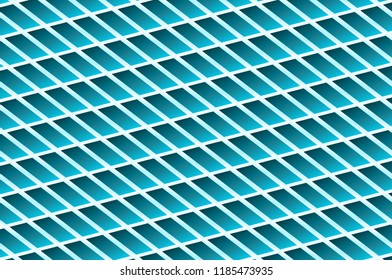 Diagonal symmetrical pattern of rectangles in light blue color with gradient