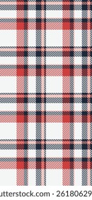 Diagonal tartan check background, setting vector texture fabric. Hispanic plaid seamless pattern textile in white and red colors palette.