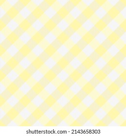 Diagonal tartan Easter plaid. Scottish pattern in white and yellow cage. Scottish cage. Traditional Scottish checkered background. Seamless fabric texture. Vector illustration