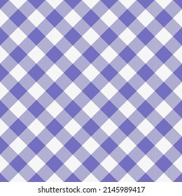 Diagonal tartan Easter plaid. Scottish pattern in white and violet cage. Scottish cage. Traditional Scottish checkered background. Seamless fabric texture. Vector illustration
