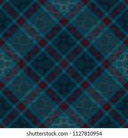 Diagonal tartan inspired vector seamless pattern background 10