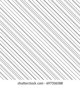 Diagonal thin black lines abstract on white background. Seamless surface pattern design with linear ornament. Angled straight stripes motif. Slanted pinstripe. Striped digital paper for print. Vector.