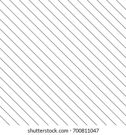 Diagonal thin black lines abstract on white background. Seamless surface pattern design with linear ornament. Angled straight stripes motif. Slanted pinstripe. Striped digital paper for print. Vector.