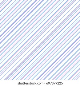 Diagonal thin color lines abstract on white background. Seamless surface pattern design with linear ornament. Angled straight stripes motif. Slanted pinstripe. Striped digital paper for print. Vector.