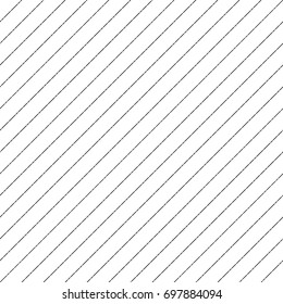 Diagonal thin dashed black lines abstract on white background. Seamless surface pattern with linear ornament. Angled broken strokes motif. Slanted pinstripes. Striped digital paper for print. Dashes.