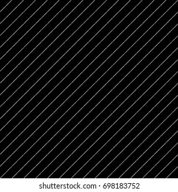 Diagonal thin dashed white lines abstract on black background. Seamless surface pattern with linear ornament. Angled broken strokes motif. Slanted pinstripes. Striped digital paper for print. Dashes.