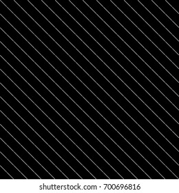 Diagonal thin dashed white lines abstract on black background. Seamless surface pattern with linear ornament. Angled broken strokes motif. Slanted pinstripes. Striped digital paper for print. Dashes.