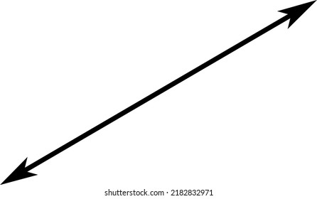 Diagonal thin double arrow. Vector illustration. 