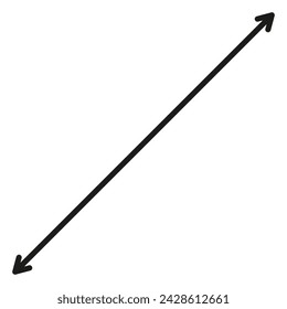 Diagonal thin double arrow. Vector illustration.	
