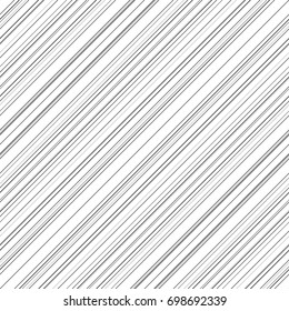 Diagonal thin grey lines abstract on white background. Seamless surface pattern design with linear ornament. Angled straight stripes motif. Slanted pinstripe. Striped digital paper for print. Vector.